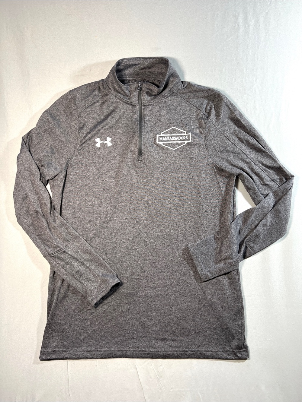 Under Armour Heat Gear Men's Heather Gray Quarter-Zip Athletic Pullover -Size S